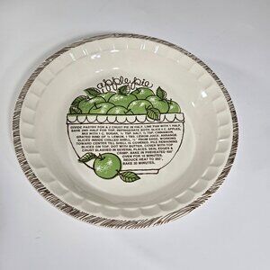Vintage Royal China Jeanette Apple Pie Plate With Recipe 11" Made USA Deep Dish